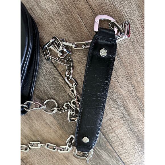 Tory Burch Women's Black Reva Flap Chain Leather Logo Crossbody Bag - Picture 5 of 13